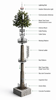 Menara Pohon Pinus Bionik 5G dengan Lapisan Galvanis Celup Panas dan Finishing Kulit Kayu Alami untuk Proyek Cakupan Nirkabel Komunitas Hunian