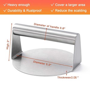 Ensemble d'outils de barbecue en acier inoxydable, presse à hamburgers en métal de 2 mm pour camping en plein air, fête, presse à viande pour hamburgers - Product Image 6