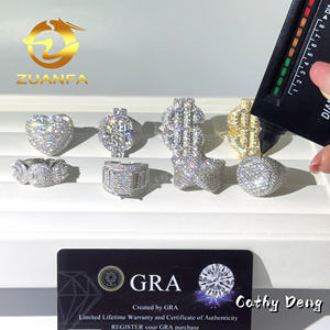 Zuanfa Jewelry Hot Selling Hip Hop <strong>Ring</strong> Heart Full Pave <strong>Moissanite</strong> 925 Sterling Silver Ice Out <strong>Moissanite</strong> <strong>Men</strong> Diamond <strong>Ring</strong> - Product Image 3
