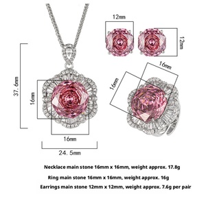 Refined Eco-friendly Copper 12*16/10*12mm Cubic Zirconia Necklace and <b>Earrings</b> <b>Set</b> Dainty Fashion Jewelry <b>Set</b> Floral Petal - Product Image 2