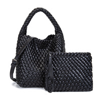 Handgemaakte geweven schoudertassen voor dames, schattige hobo-tote handtas, mini clutch portemonnee met magneetsluiting, crossbody telefoon tas