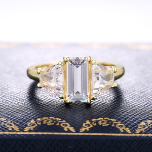 Bague géométrique créative en cuivre avec diamant de laboratoire pour femme, style mariage, bijou de doigt tendance - Product Image 2