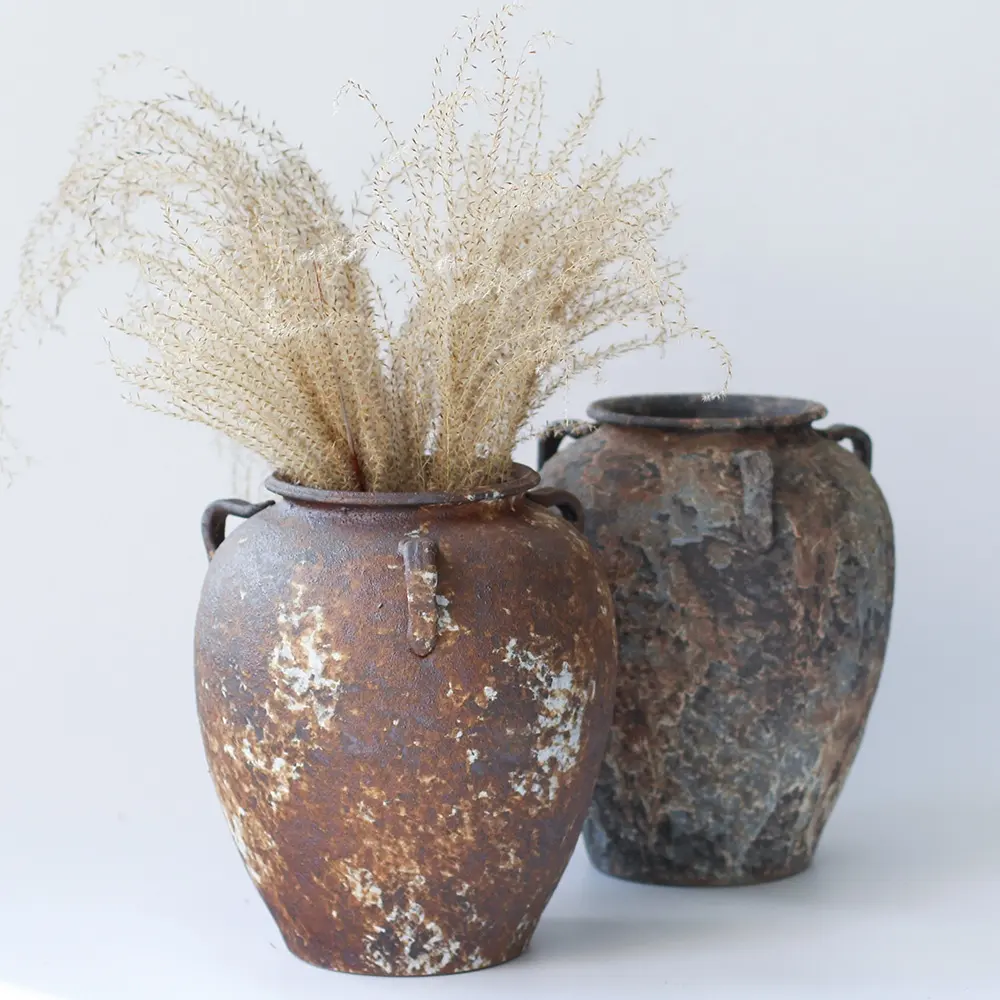 Özel rustik tarzı çiçek vazo antika Retro seramik vazo dekoratif Pot