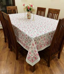 Floral Cotton Tablecloth Pink Green <b>Dining</b> <b>Table</b> Cover Printed <b>Table</b> Linen Kitchen Decor Washable <b>Table</b> Cover - Product Image 1