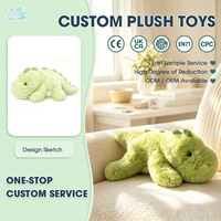 Boneka Dinosaurus Hijau Kawaii, Mainan Hewan Isi Dakron Lembut dengan Duri, Berbaring, untuk Hadiah Ulang Tahun Anak, Grosir