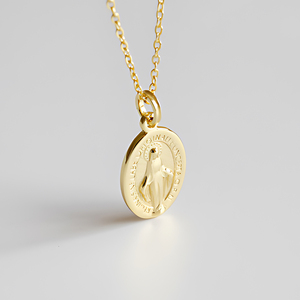 Pendentifs en or 18 carats de la Vierge Marie pour colliers féminins, collier en argent sterling avec <span class=keywords><strong>camée</strong></span> lettre, bijoux personnalisés de créateur - Product Image 2