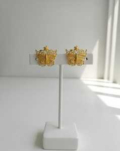 Jewel by Sana Luxury Handmade Gold Plated Butterfly <b>Stud</b> <b>Earrings</b> Women Vintage Brass Bezel Setting Wedding Statement | Boho - Product Image 2