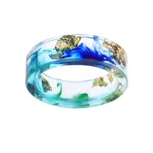 New Simple Design DIY Handmade Plant Resin Rings Wholesale Dried Flower Style Acrylic Resin Ring