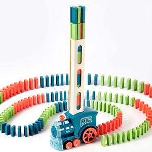 Tren de Dominó Eléctrico con Sonido y Luz para Niños, Dispensador Automático, Juguete Educativo, Estilo Transfronterizo, Dominós de Plástico - Product Image 1