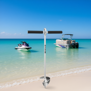 Ancla de arena de acero inoxidable de 18 pulgadas con hoja en espiral para motos acuáticas, PWC, pontones, kayaks, barcos, anclaje en aguas poco profundas de la playa - Product Image 2