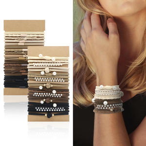 ชุดยางรัดผมโบฮีเมียนปี 2023 สายรัดผมแบบยางยืด เครื่องประดับผมสำหรับผู้หญิง ยางรัดผมมุกสีขาวสำหรับถักเปียและมัดผมหางม้า - Product Image 3