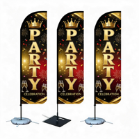 Drapeau de plage en polyester coupe-vent avec plumes, personnalisé avec support pour anniversaire, fête, publicité