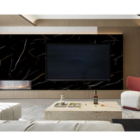 Panel Dinding PVC Marmer UV Hitam Mengkilap Berkilauan Tahan Air Tahan Gores Dekorasi Interior Modern Panel Dinding Latar Belakang TV