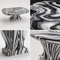 Table basse moderne de luxe en faux marbre zèbre, finition mate, en marbre artificiel à âme en pierre, pour salon et mobilier de maison