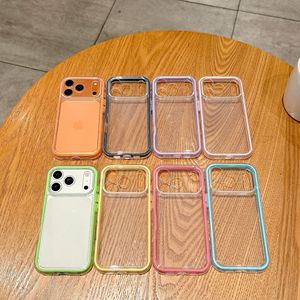 Coque rainurée en TPU 2.0 épaissie pour iPhone 17 Pro, transparente, protection intégrale deux-en-un avec bords colorés pour 12/13/16 - Product Image 1