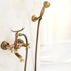 Ensemble de <span class=keywords><strong>douche</strong></span> antique en laiton massif, style européen rétro, mitigeur de <span class=keywords><strong>douche</strong></span> à effet pluie apparent avec construction en laiton - Product Image 3