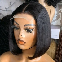 Perruques courtes bob en cheveux humains 100% vierges avec cuticules alignées, perruques frontales en dentelle sans colle pré-épilées pour femme