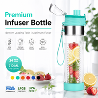 Bouteille infuseur à thé aux fruits en plastique Tritan 700 ml, écologique, sans BPA, anti-fuite, avec poignée de transport, unisexe