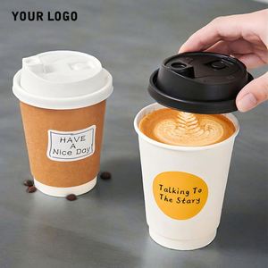Gobelet à boisson en papier de qualité alimentaire à double paroi, personnalisé avec logo, écologique, haut de gamme, jetable, 8, 12, 10 onces, pour les entreprises - Product Image 4