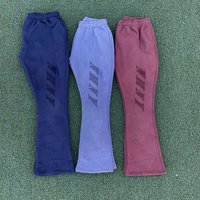 Ensemble de survêtement à capuche en coton surdimensionné unisexe survêtement en polaire deux pièces personnalisé impression bouffante 3D lavage à l'acide pantalon de survêtement évasé jogging