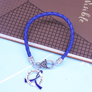 Cadena de cordón de gran calidad, letra grabada, venimos, luchamos, gano, inspira conciencia, pulseras colgantes de cinta azul para regalo - Product Image 6