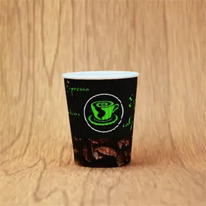 黒色コーヒー紙コップデザイン/使い捨てリップル壁紙コーヒーカップ