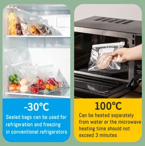 뜨거운 판매 투명 PE 소재 주방 보존 가방 식품 보관 세트를위한 내구성 및 재사용 가능한 사각형 모양