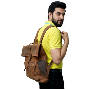 WRIZA High Quality Genuine Leather <b>Backpack</b> Durable Zipper Closure Lightweight Adjustable Strap Large Capacity Stylish <b>Mini</b> Bag - Product Image 3