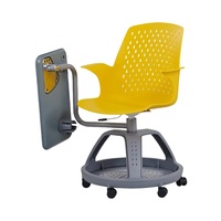 Chaises d'école à vente chaude, chaise en PP Node, chaise d'étudiant avec tableau d'écriture, chaises pivotantes à roulettes pour les salles de classe universitaires