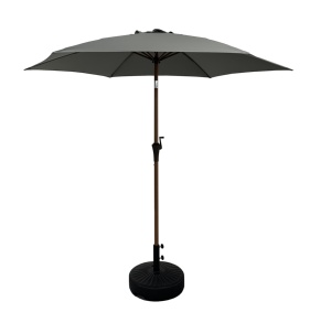 2.7 M Anti-Vent Effet <span class=keywords><strong>Bois</strong></span> Finition Parasol Poteau En Aluminium avec Tuile <span class=keywords><strong>et</strong></span> Manivelle UPF Résistant <span class=keywords><strong>Auvent</strong></span> Gris - Product Image 1