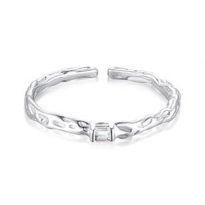 Dylam <b>Adjustable</b> Chain Link Style <b>Ring</b> CZ Stackable <b>Ring</b> Rhodium Plated 925 Sterling <b>Silver</b> Chain Zircon Open <b>Ring</b> - Product Image 1