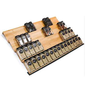 Bamboo Drawer Style Spice Rack <b>Tray</b> Three Tier Seasoning Organizer <b>Storage</b> <b>Trays</b> For Kitchen Cabinet Space Saving - Product Image 5