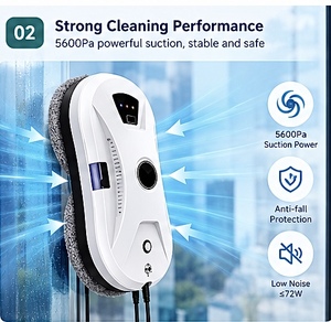 <span class=keywords><strong>Robot</strong></span> de nettoyage de vitres intelligent pour verre sans cadre, aspiration 2800Pa, pulvérisation d'eau, essuie-glace pour vitres avec télécommande IR et corde de sécurité - Product Image 3