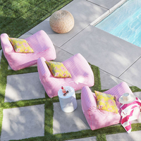 Fauteuil flottant pour piscine BR, chaise longue flottante rayée pour adultes, mobilier de piscine extérieur imperméable XL avec dossier