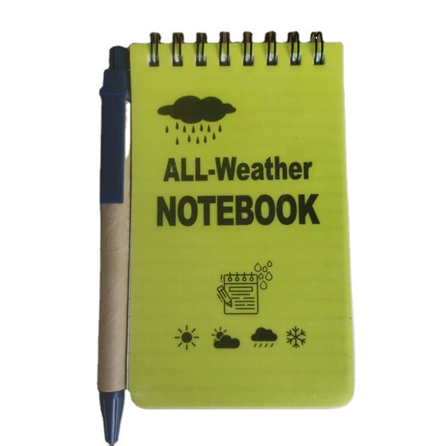 Custom All-Weather Pocket Sized Tactical Notepad Waterproof Spiral Memo Grid Paper Journal for Outdoor Hardcover Leather