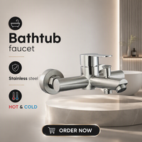 Mitigeur de douche et baignoire mural apparent en acier inoxydable 304 brossé, à levier unique, avec inverseur eau chaude/froide, pour salle de bain et hôtel