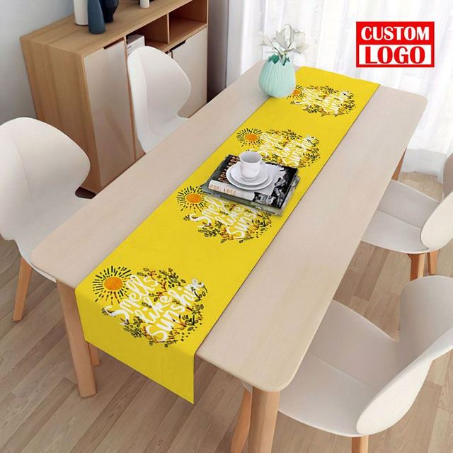 Durable Sublimation Table Runner Promotional Oem Blue Table Runner Flower Runner Wedding Table