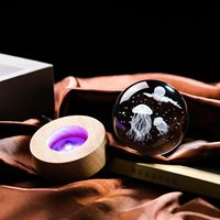 Lampe de table décorative 3D sculptée au laser boule de cristal méduse dauphin étoile de mer baleine coquillage USB LED veilleuse maison chambre à coucher