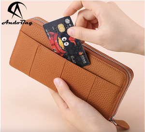 AndoBag - Cartera Larga de Cuero Genuino Estilo Japonés para Mujer, Gran Capacidad, con Protección RFID, para Teléfono Móvil, Modelo A-002 - Product Image 5