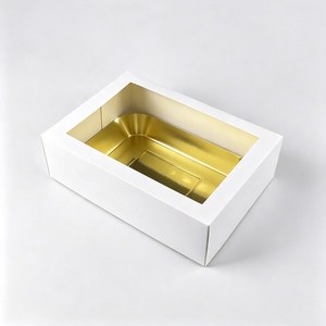 Rigid White Rectangle Box With Gold <b>Foil</b> Liner High-End Gift Packaging Cake Boxes - Product Image 4