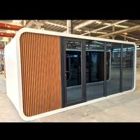 Casa Prefabricada Modular Tipo Cabaña Apple, Oficina en Jardín Exterior, Estudio de Acero, Mini Casa para Patio Trasero con Puerta de Vidrio