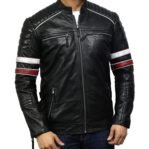 Best Vintage Winter Design Biker <b>Genuine</b> <b>Leather</b> <b>Jacket</b> for Men Stand Streetwear Customized <b>Leather</b> Detail Nonwoven OEM Service - Product Image 2