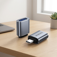 Adaptateur OTG USB-C vers USB-A en alliage d'aluminium avec USB 3.2 Gen1 5 Gbps haute vitesse pour ordinateurs portables et téléphones Windows/Mac/Android