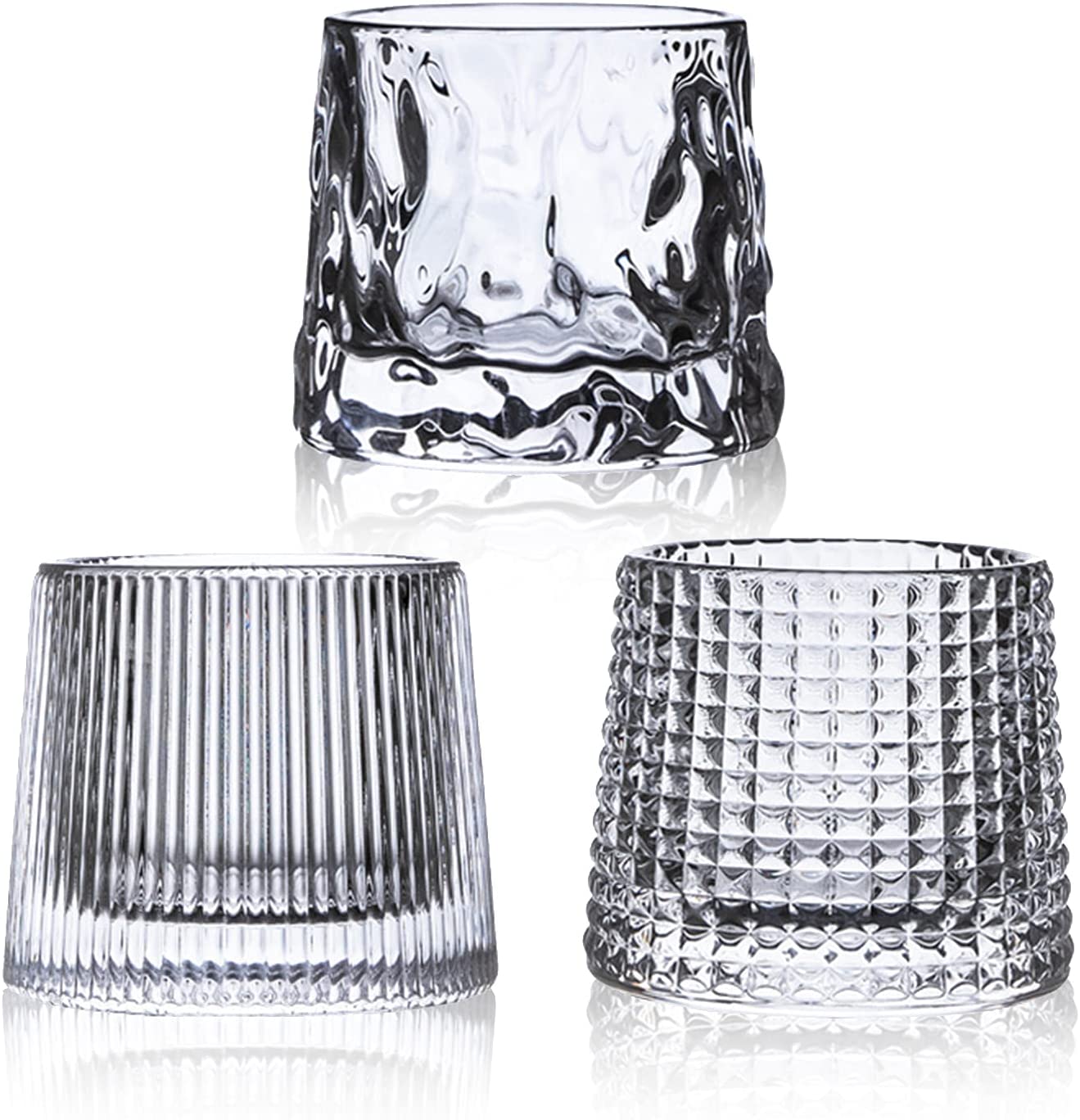 Crystal Whiskey Premium 5OZ Glasses Old Fashioned Thick Weighted Bottom Rocks Glasses