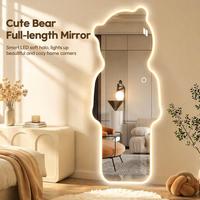 Miroir en verre moderne en forme de grande peluche d'ours, fabrication chinoise, vente en gros, avec éclairage LED 3 couleurs à intensité variable, sans cadre, pour mariage, salon, salle de bain
