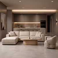 Nouveau design 2026 : Ensemble de canapés modulaires en tissu, style moderne et minimaliste, avec coussins moelleux pour salon domestique