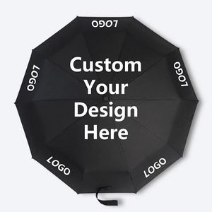 Custom Modern Pongee Large 3 Fold Travel Umbrella Logo Printing UV Protection 10 Ribs Manual <b>Folding</b> 120Cm Open Diameter - Product Image 4