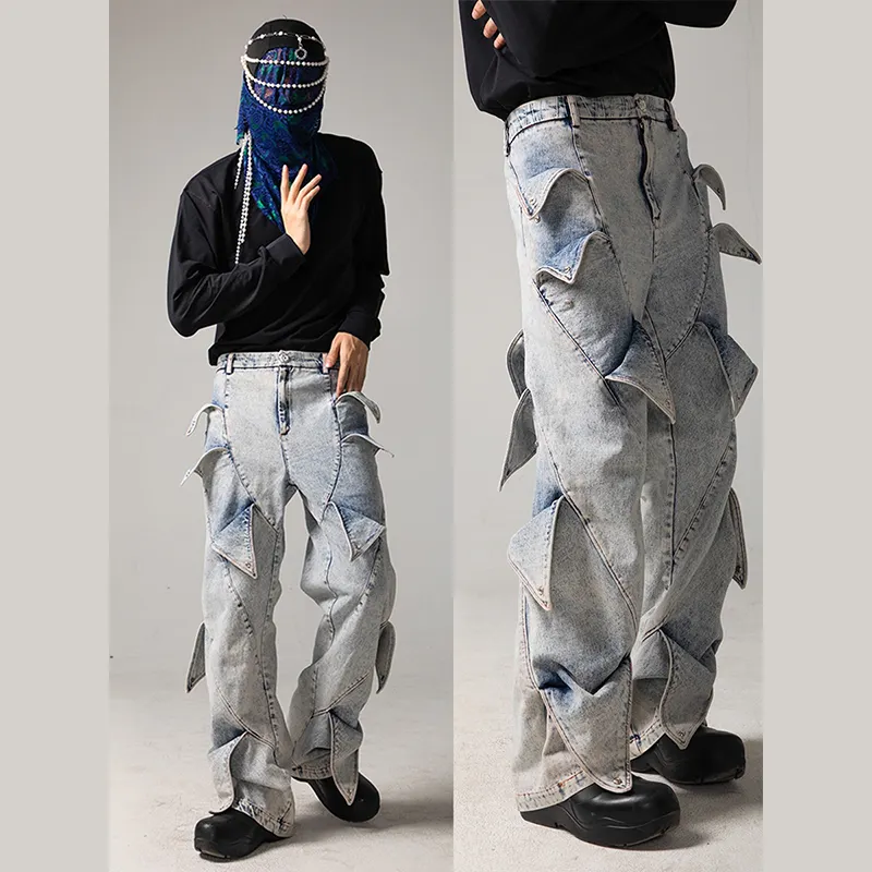 DiZNEW New Custom Men Fashion Baggy Jeans Loose Fit Denim Pants Hip Hop Jeans Pant For Men