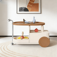 Chic et luxueux chariot de service mobile en MDF, table d'appoint, style moderne minimaliste, flexible, salon, rangement à double niveau