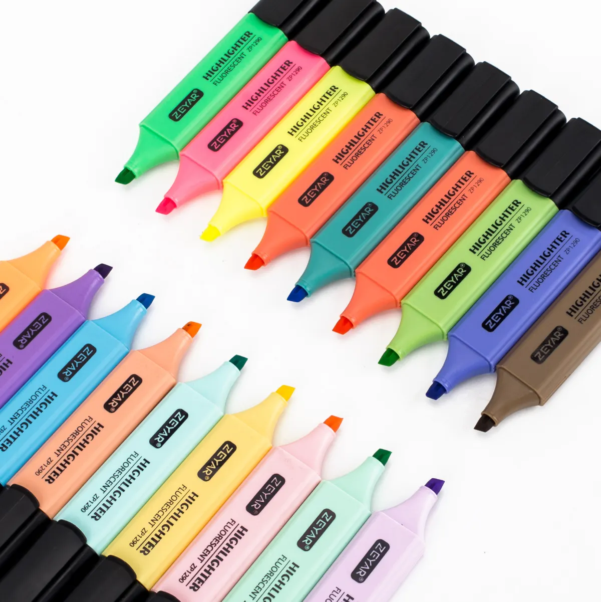 अनुकूलित ZEYAR हाइलाइटर कलम हल्के रंग छेनी टिप highlighters मार्कर पेन 18 मिश्रित रंग पानी आधारित त्वरित सूखी